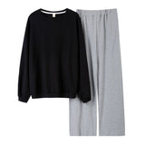 カップ付き ルームウェア レディース 上下セット 長袖 通販 パジャマ 部屋着 ナイトウェア 寝間着 ロングパンツ Tシャツ セットアップ 上下 セット 無地 柔らか ゆったり 綿100％ 秋 冬