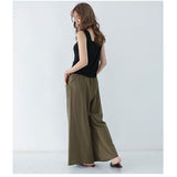 ワイドパンツ レディース きれいめ 通販 パンツ ズボン ロングパンツ ボトムス ワイド ロング丈 ロング コットン リネン ゆったり 綿 麻 涼しい 清涼感 無地 シンプル 春 夏 秋