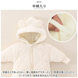 ベビー ジャンプスーツ 通販 カバーオール ベビー服 子供服 アウター ロンパース 長袖 フード付き ファスナー 前開き 中綿 防寒 あたたかい 雪遊び かわいい カワイイ 秋 冬 赤ちゃん