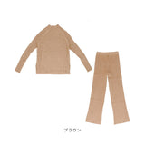 セットアップ ニット パンツ 通販 セーター 2点セット レディース 長袖 ロングパンツ ワイドパンツ ラウンドネック スリット入り 無地 ゆったり 着回し 秋 冬 かわいい おしゃれ