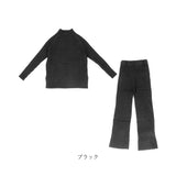 セットアップ ニット パンツ 通販 セーター 2点セット レディース 長袖 ロングパンツ ワイドパンツ ラウンドネック スリット入り 無地 ゆったり 着回し 秋 冬 かわいい おしゃれ