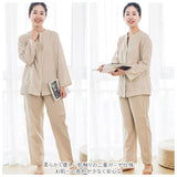 パジャマ ガーゼ レディース 長袖 通販 二重ガーゼパジャマ 綿100% コットン 上下セット 長ズボン 秋 冬 春 ルームウェア 部屋着 ダブルガーゼ ふんわり 柔らかい 前開き ボタン 襟なし