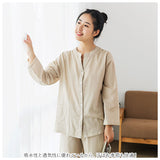 パジャマ ガーゼ レディース 長袖 通販 二重ガーゼパジャマ 綿100% コットン 上下セット 長ズボン 秋 冬 春 ルームウェア 部屋着 ダブルガーゼ ふんわり 柔らかい 前開き ボタン 襟なし