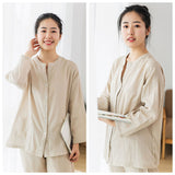 パジャマ ガーゼ レディース 長袖 通販 二重ガーゼパジャマ 綿100% コットン 上下セット 長ズボン 秋 冬 春 ルームウェア 部屋着 ダブルガーゼ ふんわり 柔らかい 前開き ボタン 襟なし