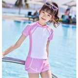 ジュニア 水着 女の子 セパレート 通販 半袖 半ズボン ハーフパンツ ラッシュガード トップス 上下 日焼け対策 紫外線対策 可愛い かわいい おしゃれ オシャレ プール 海 川遊び