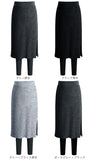 ウエストゴム スカート ひざ丈 通販 レディース 膝丈 タイトスカート 裏地起毛 裏起毛 スリット レギンス付き スパッツ レギンス レギンス付きスカート ゴム 冷え対策 防寒 秋冬