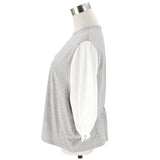 ブラウス レディース 7分袖 通販 パフスリーブ ドッキング カットソー 無地 フェミニン カジュアル きれいめ シンプル 大人 ギンガムチェック パワショル かわいい 韓国 春 夏 秋