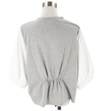 ブラウス レディース 7分袖 通販 パフスリーブ ドッキング カットソー 無地 フェミニン カジュアル きれいめ シンプル 大人 ギンガムチェック パワショル かわいい 韓国 春 夏 秋