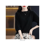 ニット 7分袖 レディース 通販 サマーニット サマーセーター セーター ニットTシャツ 半袖ニット ニットウェア 七分袖 クルーネック 上品 きれいめ 無地 シンプル 女性 大人 おしゃれ