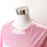 ラメTシャツ 半袖 ダンス衣装 通販 ラメtシャツ tシャツ Tシャツ レディースTシャツ レディースtシャツ 衣装 カットソー ラメ きらきら クルーネック トップス レディース ダンス