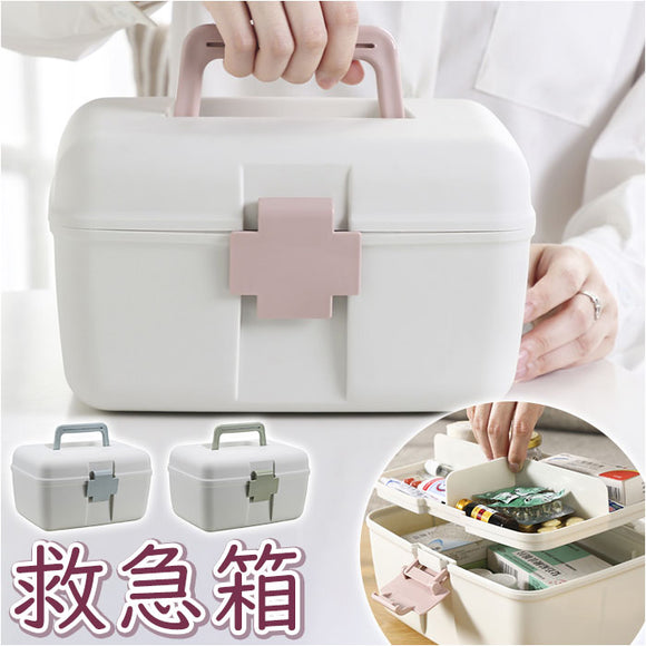 救急箱 通販 薬箱 クスリ くすり ファーストエイドボックス 薬ケース 薬入れ 収納 ボックス 道具箱 応急手当 応急処置 防災 家庭用 ロック付き トレー付き 整理 整頓 道運び おしゃれ