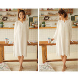 パジャマ ワンピース 可愛い 通販 ルームウェア ネグリジェ 部屋着 ナイトウェア 寝間着 寝巻き 綿 コットン ダブルガーゼ おしゃれ レディース ゆったり ロング Vネック フリル シンプル