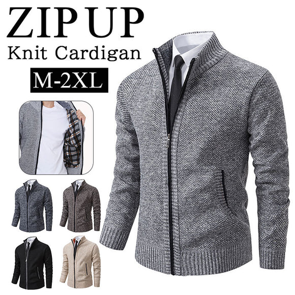 ニット カーディガン ジップアップ 通販 セーター 長袖ニット ニットカーディガン ニットジャケット ジャケット 羽織り 羽織 ハイネック 厚手 スタンドカラー タートルネック カジュアル