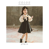 子供 服 女の子 セットアップ 通販 ジャンパースカート スカート ブラウス シャツ サロペットスカート 上下セット エレガント フォーマル リボン 蝶結び フレア トップス 子供服 子供 服