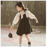 子供 服 女の子 セットアップ 通販 ジャンパースカート スカート ブラウス シャツ サロペットスカート 上下セット エレガント フォーマル リボン 蝶結び フレア トップス 子供服 子供 服