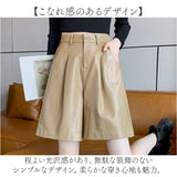 ショートパンツ レディース 通販 フェイクレザー パンツ ハーフパンツ レザーパンツ タックパンツ ショート丈 短パン 半ズボン きれいめ 合皮 後ろゴム ゆったり 5分丈 ポケット付き