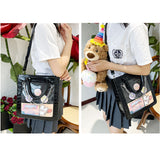 痛バッグ ショルダーバッグ 通販 痛バ トートバッグ ハンドバッグ 鞄 かばん 斜めがけ おしゃれ かわいい レディース 缶バッチ ファスナー付き スクエア 自立 クリア 2way 見せバッグ