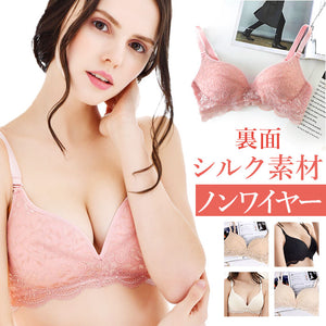 シルク ノンワイヤー ブラ 通販 ブラジャー シルクブラ 下着 総レース レース ワイヤーレス 肌に優しい セクシー キュート 絹 ストレスフリー 楽ちん インナー ギフト 贈り物