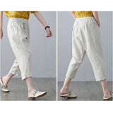 サルエル パンツ レディース 通販 ボトムス 七分丈 リネン コットン サルエルパンツ クロップドパンツ ナチュラル シンプル カジュアル 春夏 ゆったり 無地 ウエストゴム 綿麻パンツ