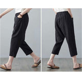 サルエル パンツ レディース 通販 ボトムス 七分丈 リネン コットン サルエルパンツ クロップドパンツ ナチュラル シンプル カジュアル 春夏 ゆったり 無地 ウエストゴム 綿麻パンツ
