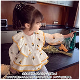 子供服 女の子 通販 トップス シャツ 長袖 カットソー 子ども服 ベビー服 刺繍 フリル 通園 通学 春 秋 外出 お出かけ ブラウス シンプル 袖ゴム 丸首 ラウンドネック 背中ボタン