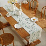テーブルランナー オシャレ 通販 テーブルセンタークロス おしゃれ テーブルマット センター ベッドランナー テーブル 机 食卓 マット クロス 装飾 飾り 防汚 防塵 刺繍 タッセル リーフ