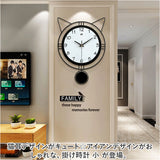 掛け時計 音がしない 通販 29×40cm 壁掛け時計 掛時計 インテリア時計 振り子時計 ネコ模様 猫模様 電池 クロック インテリアクロック アナログ オシャレ かわいい 静か 静音 連続秒針