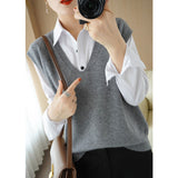 ニットベスト ノースリーブ レディース 通販 ニット ベスト 重ね着 ニットチョッキ チョッキ レイヤード レディースベスト セーター Vネック プルオーバー きれいめ 袖なし 上品 無地