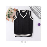 ベスト 制服 スクールベスト 通販 ニット セーター 学生服 V ネック ライン入り ストライプ 中学生 高校生 男女兼用 ガールズ ボーイズ 学生 スクール 通学 かわいい