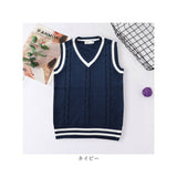 ベスト 制服 スクールベスト 通販 ニット セーター 学生服 V ネック ライン入り ストライプ 中学生 高校生 男女兼用 ガールズ ボーイズ 学生 スクール 通学 かわいい