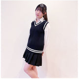 ベスト 制服 スクールベスト 通販 ニット セーター 学生服 V ネック ライン入り ストライプ 中学生 高校生 男女兼用 ガールズ ボーイズ 学生 スクール 通学 かわいい