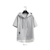 半袖パーカー メンズ 夏用 通販 パーカー 半袖 夏 フード付きTシャツ プルオーバーパーカー Tシャツ トップス 薄手 切り替え レイヤード風 通気性 速乾性 シンプル カジュアル 重ね着風