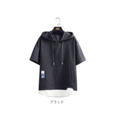 半袖パーカー メンズ 夏用 通販 パーカー 半袖 夏 フード付きTシャツ プルオーバーパーカー Tシャツ トップス 薄手 切り替え レイヤード風 通気性 速乾性 シンプル カジュアル 重ね着風