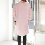 Tシャツ レディース 通販 半袖 ゆったり 丈長め ロング丈 無地 ロンt 半そで 大きいサイズ シンプル 大きめ トップス おしゃれ カジュアル 春夏 ルームウエア 体型カバー プルオーバー