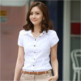 ブラウス 半袖 レディース 通販 シャツブラウス 半袖ブラウス シャツ 半袖シャツ ワイシャツ Yシャツ 制服 襟付き 衿付き チューリップ袖 パフスリーブ きれいめ カジュアル ビジネス