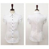 ブラウス 半袖 レディース 通販 シャツブラウス 半袖ブラウス シャツ 半袖シャツ ワイシャツ Yシャツ 制服 襟付き 衿付き チューリップ袖 パフスリーブ きれいめ カジュアル ビジネス