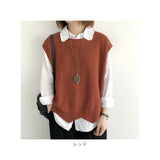 ベスト ニット 通販 ニットベスト レディース プルオーバー クールネック レイヤード 重ね着 体型カバー ノースリーブ シンプル カジュアル ナチュラル おしゃれ 着回し トップス 春 秋