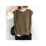 ベスト ニット 通販 ニットベスト レディース プルオーバー クールネック レイヤード 重ね着 体型カバー ノースリーブ シンプル カジュアル ナチュラル おしゃれ 着回し トップス 春 秋