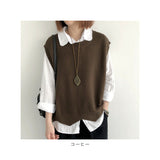 ベスト ニット 通販 ニットベスト レディース プルオーバー クールネック レイヤード 重ね着 体型カバー ノースリーブ シンプル カジュアル ナチュラル おしゃれ 着回し トップス 春 秋