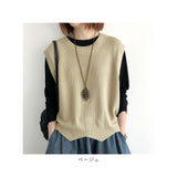 ベスト ニット 通販 ニットベスト レディース プルオーバー クールネック レイヤード 重ね着 体型カバー ノースリーブ シンプル カジュアル ナチュラル おしゃれ 着回し トップス 春 秋