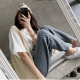 ニットパンツ レディース 通販 ニット パンツ テーパードパンツ イージーパンツ ルームウェア 部屋着 ロングパンツ 長ズボン ズボン テーパード ケーブル編みニット ウエストゴム