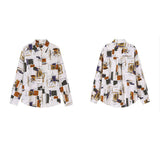 ブラウス プリント シャツ レディース 通販 プリントシャツ プリントブラウス シャツブラウス 長袖ブラウス 長袖シャツ レディースブラウス カジュアルブラウス カジュアルシャツ