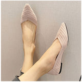 ニットパンプス Ｖカット 通販 フラットパンプス ニット パンプス フラットシューズ フラット ローヒール ポインテッドトゥ 柔らかい 歩きやすい ぺたんこ 痛くない カジュアル