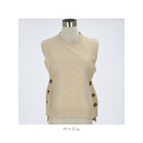 ニットベスト レディース 通販 サイドボタン ニット ベスト セーター 両サイド ボタン付き ゆったり かわいい 春 夏 秋 おしゃれ 体型カバー 通勤 通学