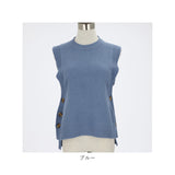 ニットベスト レディース 通販 サイドボタン ニット ベスト セーター 両サイド ボタン付き ゆったり かわいい 春 夏 秋 おしゃれ 体型カバー 通勤 通学