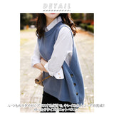 ニットベスト レディース 通販 サイドボタン ニット ベスト セーター 両サイド ボタン付き ゆったり かわいい 春 夏 秋 おしゃれ 体型カバー 通勤 通学