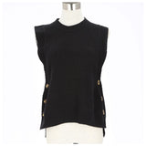 ニットベスト レディース 通販 サイドボタン ニット ベスト セーター 両サイド ボタン付き ゆったり かわいい 春 夏 秋 おしゃれ 体型カバー 通勤 通学