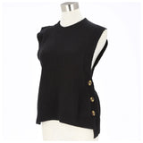 ニットベスト レディース 通販 サイドボタン ニット ベスト セーター 両サイド ボタン付き ゆったり かわいい 春 夏 秋 おしゃれ 体型カバー 通勤 通学