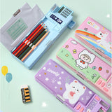 筆箱 多機能 小学生 通販 ペンケース 筆入れ ふでいれ ペン入れ 女の子 男の子 両面 鉛筆削り付き 箱型 小学校 入学準備 新入学 進級 かわいい 可愛い 入学祝い 文具 文房具