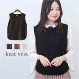 ニットベスト ショート レディース 通販 トップス ショート丈 無地 シンプル 丸首 ベスト 重ね着 コーディネート おしゃれ カジュアル ニットトップス ノースリーブアウター レイヤード